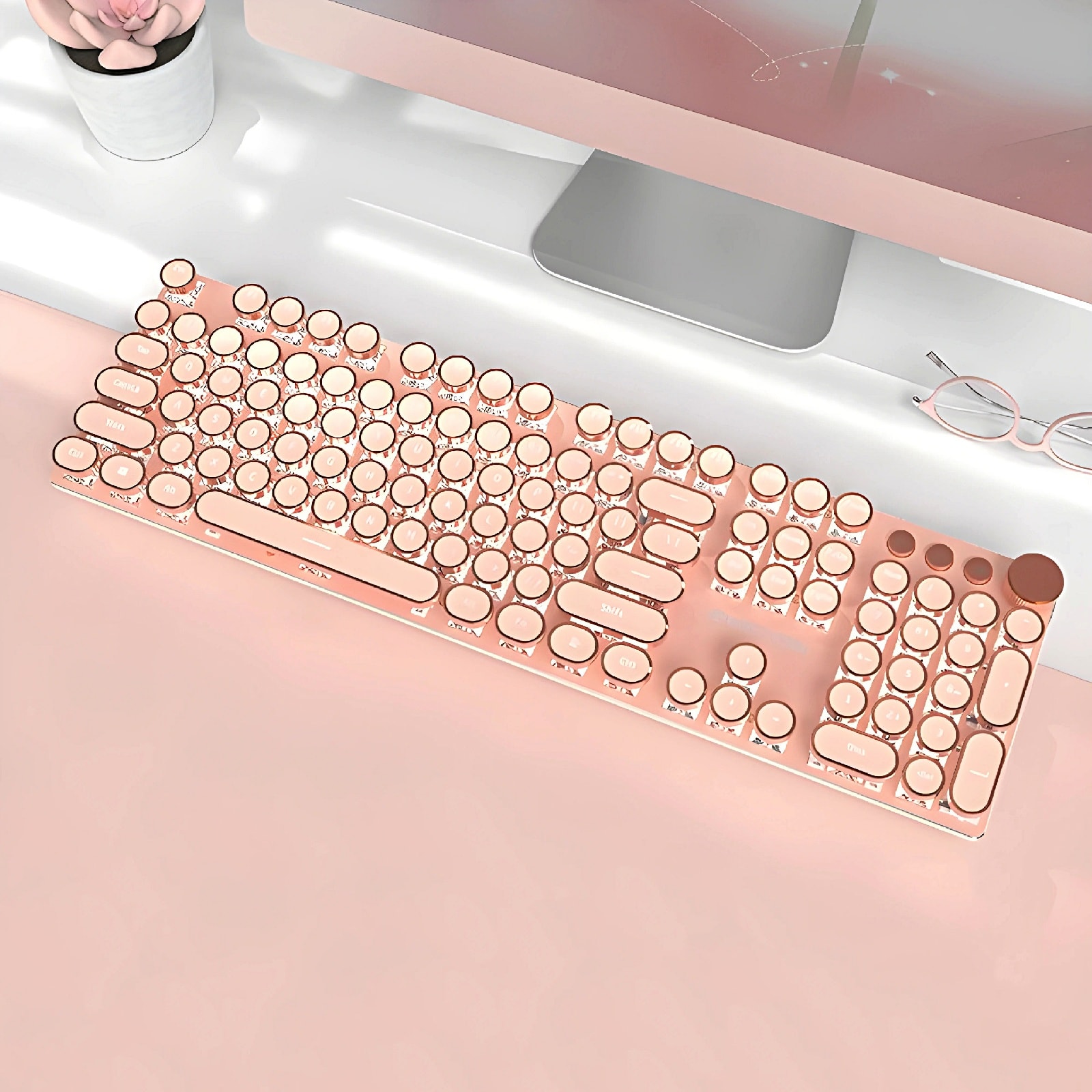 Retro Typewriter Bluetooth Keyboard 2S - Milk Tea Cream | The PNK Stuff